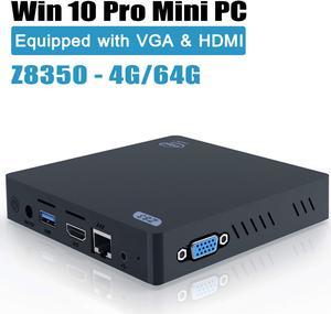 Windows 10 Pro Mini PC, Z83-V Upgraded 4GB/64GB eMMC Intel Quad-Core Atom x5-Z8350 Mini Desktop Computer, Dual Band WiFi, HDMI&VGA Ports,1000M LAN, Fanless Mini PC Support Auto Power On