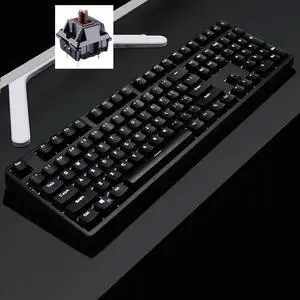 CORN Readson F108  NKRO  Ergonomic Design,Cool Exterior USB Wired  Standard Classic Black Mechanical Keyboard, White Backlit - (Brown Switch)