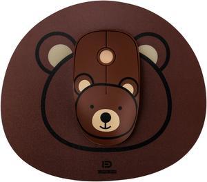 CORN E680  Ergonomic Design, Cute Cartoon Exterior  2.4GHz Wireless 1600DPI Mouse with Mouse pad- Brown Coffee Bear  Pattern