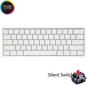 Ducky One 2 mini RGB, All Non-conflicting 61Keys, Cherry MX Silent Red Mechanical RGB Backlit Gaming Keyboard - White