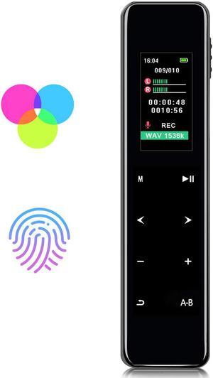 Digital Voice Recorder, Homder 16GB Touch Screen Voice Activated Recorder for Lectures/Meetings/Class, 1536kbps Stereo HD-Audio Recording Device with Dual Microphones - Rechargeable - Black