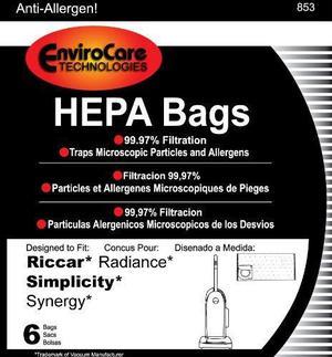 Riccar Radiance HEPA Vacuum Cleaner Bags, 6 Bags per Package