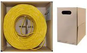CAT5E, UTP, Bulk Cable, Solid, 350MHz, 24 AWG, Yellow, 1000 ft