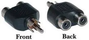 RCA adapter, 2 Female / 1 Male, Nickel Plated