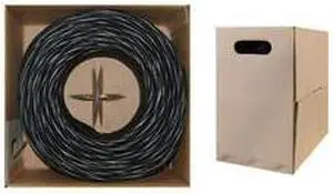 Cable Wholesale CAT5E UTP Bulk Cable, Stranded, 350MHz, 24 AWG, 1000 ft - Black