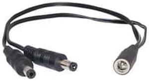 Power Y-Cable 1 Female (DC Socket) to 2 Male (DC Plug), 1ft
