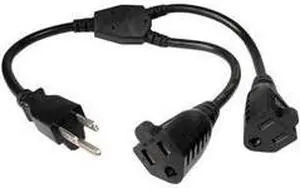 Power Extension Cord, Y Splitter, 1 ft