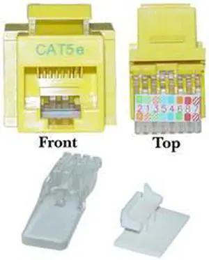Cable Wholesale Cat 5e Keystone Jack, Yellow, Toolless, RJ45 Female
