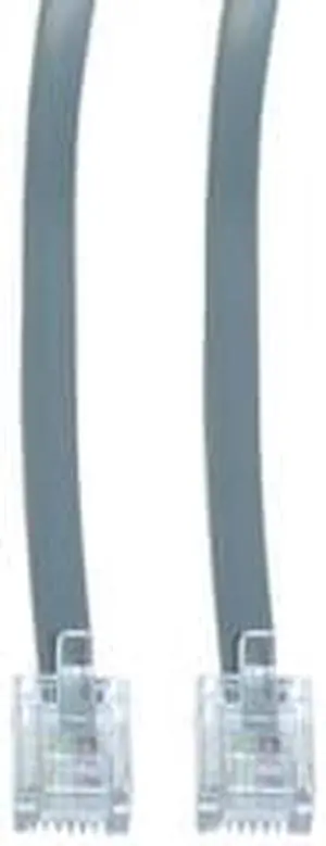 RJ11, 6P / 4C, Silver Satin Flat, 1:1, 1 ft (Data)
