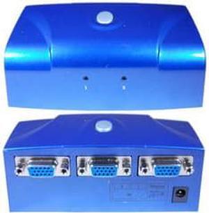 2 PC to 1 Monitor (VGA / HD15) Electronic Switch Box blue color