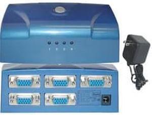 4 PC to 1 Monitor (VGA / HD15) Electronic Switch Box Blue