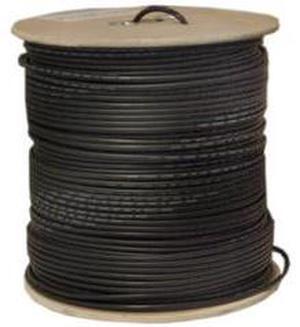 Bulk RG6 Siamese Coaxial/Power Cable, Black, Solid Core (Copper), 95% Braid, Coax, 18/2 (18 AWG 2 Co