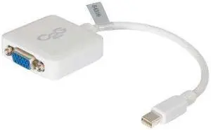 C2G 8IN MINI DISPLAYPORT TO VGA ADAPTER CONVERTER MALE TO FEMALE ACTIVE WHITE -