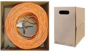 Bulk Cat6 Orange Ethernet Cable, Stranded, UTP (Unshielded Twisted Pair), Pullbox, 1000 foot