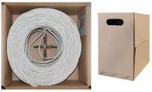 Bulk Shielded Cat5e White Ethernet Cable, Solid, Pullbox, 1000 foot