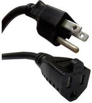 Power Extension Cord, Black, NEMA 5-15P to NEMA 5-15R, 13 Amp, 16 AWG, 3 foot