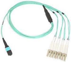 Plenum Fiber Optic Cable, 40 Gigabit Ethernet QSFP 40GBase-SR4 to MTP(MPO)/LC (4 Duplex LC) 24 inch