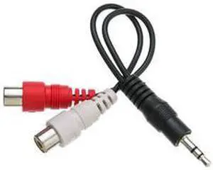 Cable Wholesale RCA to Stereo adapter 2 x  RCA Female / 1 x 3.5mm Stereo Male 6 inch
