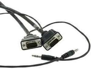 Plenum SVGA Cable w/ Audio, Black, HD15 Male + 3.5mm Male, Coaxial Construction, Shielded, 50 foot