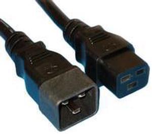Power Extension Cord, Black, C20 to C19, 12AWG/3C, 20 Amp, 3 foot