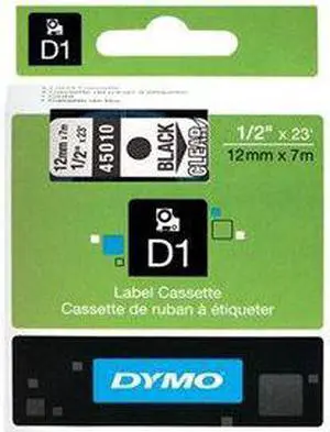 DYMO D1 - Self-adhesive label tape - black on clear - Roll (0.5 in x 23 ft) 1 roll(s) - for LabelMANAGER, LabelPOINT 100, 200, 300, Pocket