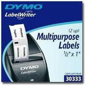DYMO LabelWriter MultiPurpose - 2-up permanent adhesive labels - black on white - 0.5 in x 1 in 1000 label(s) ( 1 roll(s) x 1000 ) - for DYMO Desktop Mailing Solution Twin Turbo LabelWriter & Scale, D