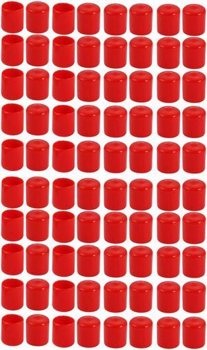 100Pcs 16mm Inner Dia PVC Flexible Vinyl End Cap Screw Thread Protector Cover Red