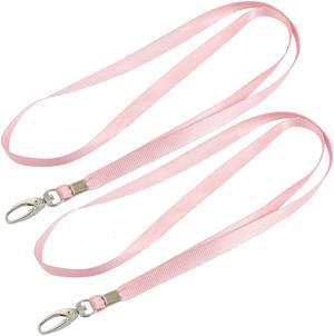 Unique Bargains 2 Pcs Pink Nylon String Keys Card Holding Lanyard 16.1"