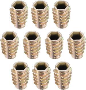 Threaded Insert Nuts Zinc Alloy Hex-Flush M8 Internal Threads 20mm Length 10pcs