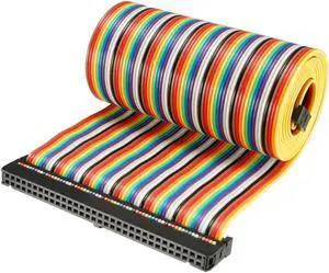 IDC 64 Pins Wire Flat Rainbow Ribbon Cable 118cm 2.54mm Pitch