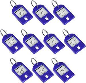 Plastic Key Tags with Split Ring Keychain ID Luggage Label Window 40x27mm, Dark Blue 10Pcs