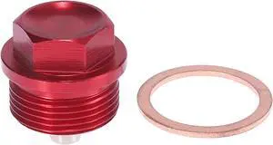 1 Set M24 x 1.5 Magnetic Oil Drain Plug Sump Drain Nut Oil Drain Bolt Screw with Gasket Red Universal