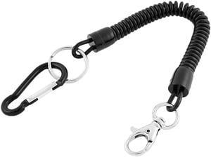 Carabiner Hook Lobster Clasp Black Coil Lanyard Spring Key Chain String