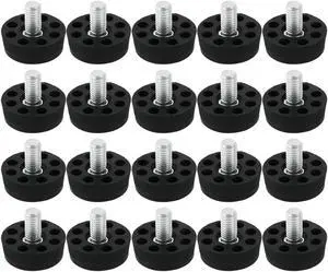 Unique Bargains Table Chair 8 Holes Base Adjustable Leveling Foot Black M8 x 10mm Thread 20pcs
