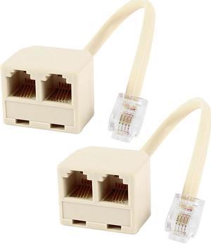 Unique Bargains 2 Pcs 6P4C RJ11 Male to Double Female M/F Splitter Telepone Connector Adapter