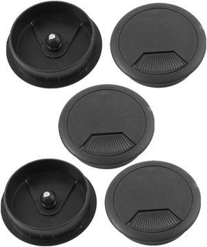 Unique Bargains 5pcs Office PC Computer Desk 50mm Diameter Grommet Cable Hole Cover Black