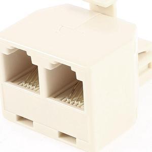 Unique Bargains RJ11 6P4C Single Male to Double Female ADSL Splitter Adapter Beige