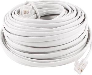 Unique Bargains White RJ11 6P4C Modular Telephone Extenstion Lead Cords 15M 49ft