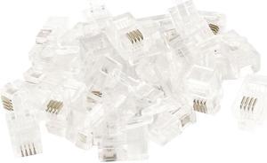 Unique Bargains 30Pcs 4P4C RJ9 Jack Telephone Cable Cord Connectors Adapters Clear