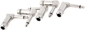 Unique Bargains Right Angle 6.35mm 1/4" Male Jack Cable Microphone Mono Audio Connector 5 Pcs