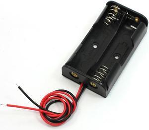 Unique Bargains 8.7" Wire Leads Black 2 x 1.5V AA Battery Batteries Holder Case