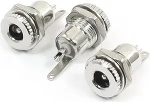 Unique Bargains 2.1mmx5.5mm DC Power Jack Socket Threaded Female Connector 3 Pcs