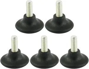 Unique Bargains Unique Bargains 5 Pcs Metal Threaded Rod Round Plastic Base Leveling Foot 8mmx34mmx35mm