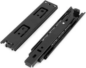 Unique Bargains Telescopic 3 Sections Black Drawer Slide Runners Ball Bearing Rails 2pcs
