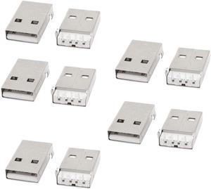 Unique Bargains 10pcs USB 2.0 Type A 90 Degree 4 Pin Male Plug DIP Jack Socket Connector