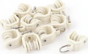 10pcs Plastic 10mm Dia Wheel Swivel Eye Ring Curtain Track Rail Rollers Beige