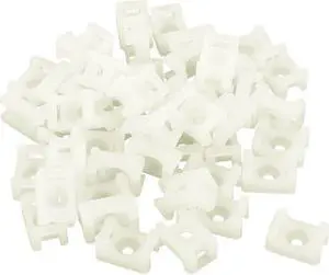 Unique Bargains 50pcs White Plastic Screw Mounts Saddles Bases Cable Tie Cradle Holder