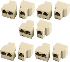 RJ11 Female to 2 Female Telephone Extension Cable Adapter Jack Splitter 10pcs