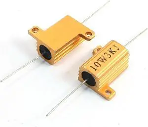 Unique Bargains 10W 10 Watt 3000 Ohm Gold Tone Aluminum Clad Wirewound Resistors 2 Pcs