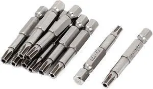 10pcs 1/4" Hex Shank 5mm Tip T27 Magnetic S2 Steel Torx Security Screwdriver Bits 6 Angels  Electroplated